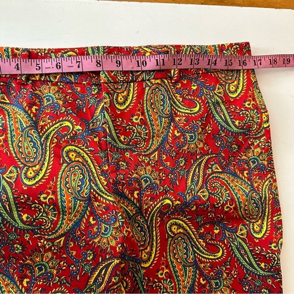 Lauren Ralph Lauren Red/Multicolored Paisley Floral Print Cotton Trousers NWT 8 - Picture 12 of 16